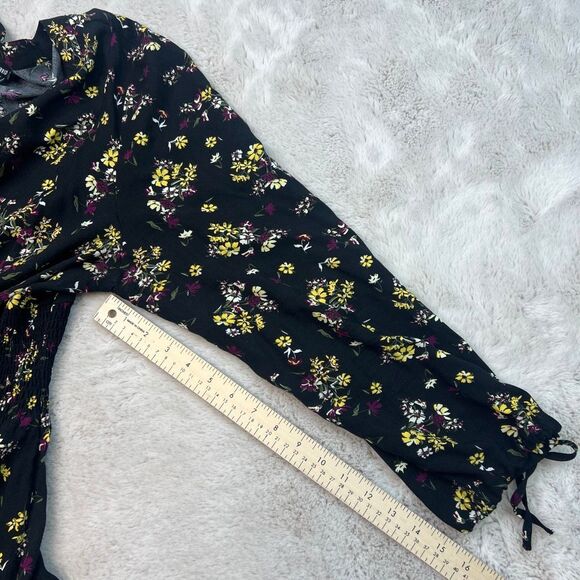 Torrid Black Floral Daisy Tie Challis Smocked Dress Plus Size 2 Long Sleeve Rayo - Picture 10 of 12